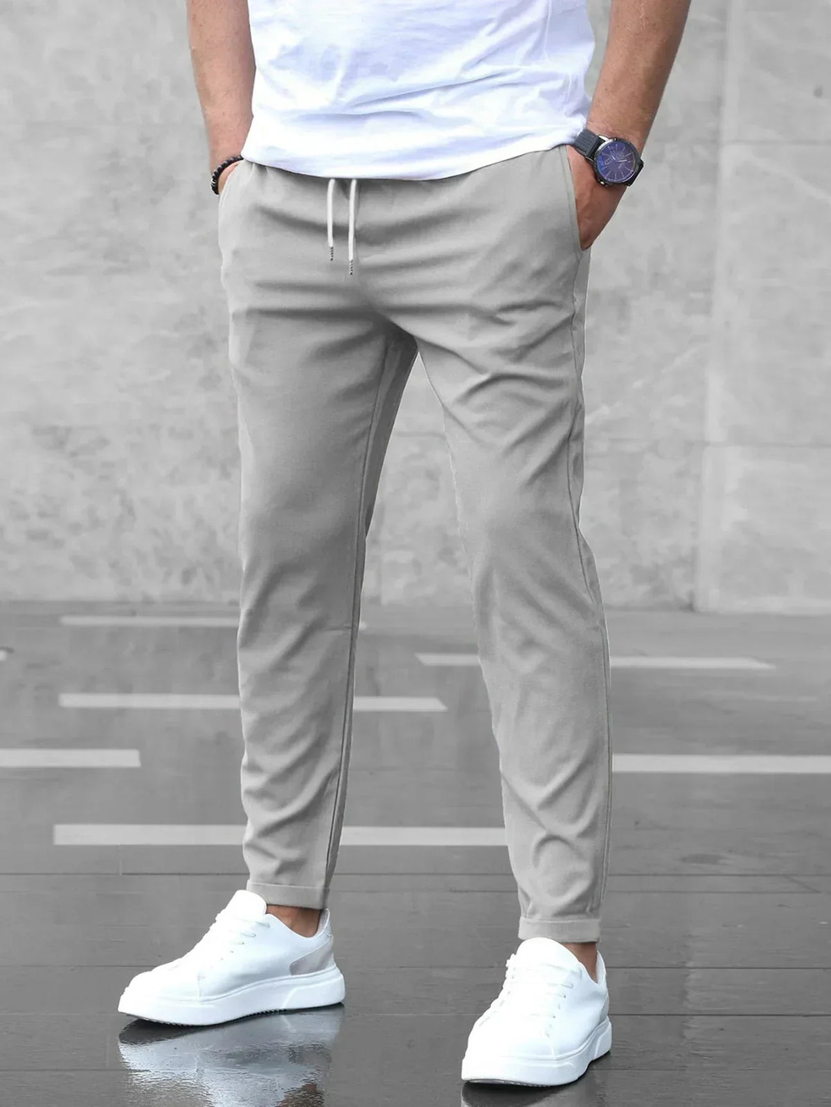 Variant image for Men's Stretch Pants with Adjustable Elastic Waistband, Breathable Fabric, Relaxed Fit for Work and Casual Wear-21