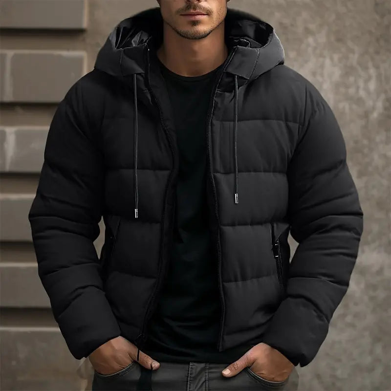 Cormac | Men's Hooded Puffer Jacket Water-Resistant Quilted Insulated Commuter Coat