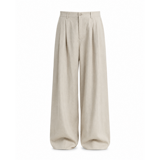Rylan Stone wide leg trousers on white background
