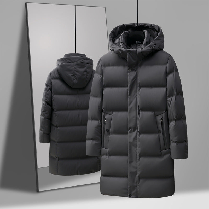 Osborne | Men's Boxy Mid-Length Hooded Coat with Snap Placket