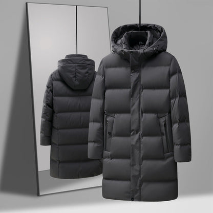 Osborne | Men's Boxy Mid-Length Hooded Coat with Snap Placket