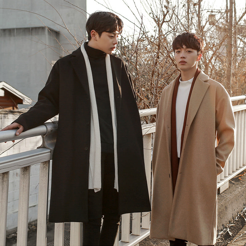 Maxwell | Men's Mid-Length Wool Coat with Suit Collar, Loose Fit