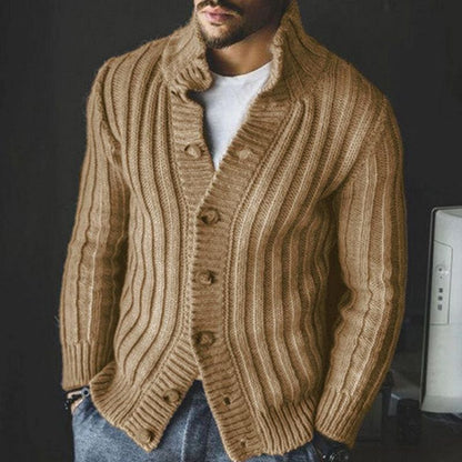 Harper | Men's Wool-Blend Shawl Collar Cardigan, Ribbed Knit