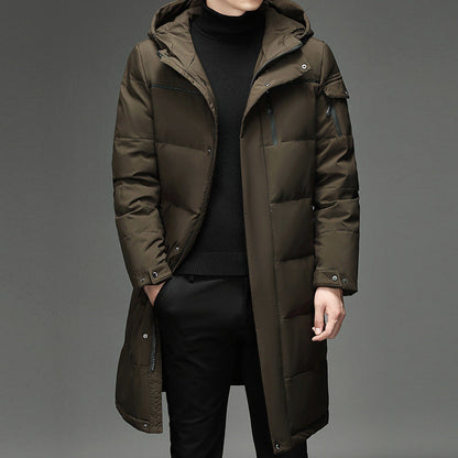 Norwood | Men's Long Hooded Puffer Coat with Goose Feather Filling