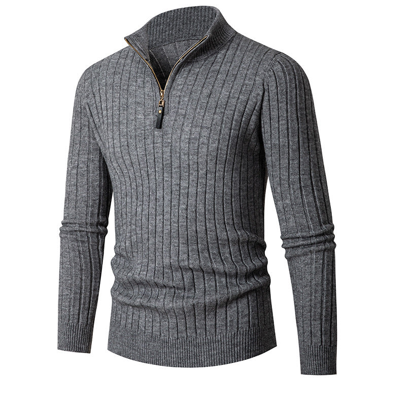 Jensen | Men's Fitted Half-Zip Ribbed Knit Sweater