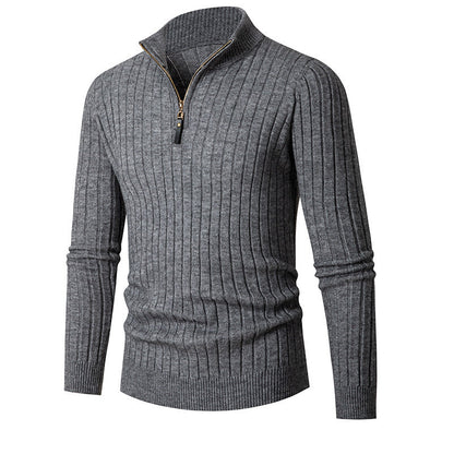 Jensen | Men's Fitted Half-Zip Ribbed Knit Sweater