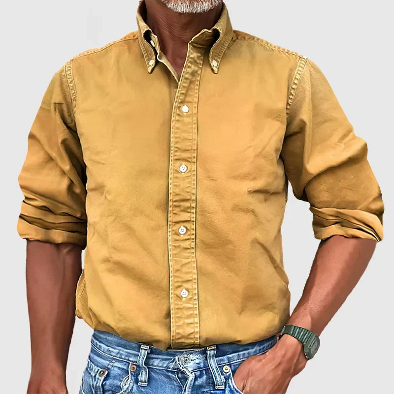 Variant image for Vintage Men's Long Sleeve Shirt in Multiple Colors, Faded Look, Soft Cotton Blend, Casual and Semi-Formal Wear-33