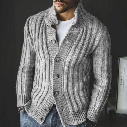 Harper | Men's Wool-Blend Shawl Collar Cardigan, Ribbed Knit