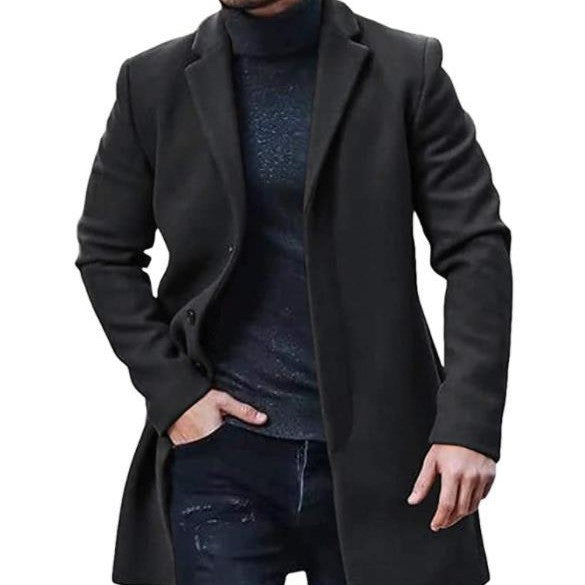 Dexter | Men's Medium-Length Tweed Coat with Notch Lapel