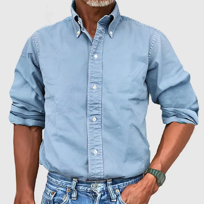 Vintage Men's Long Sleeve Shirt in Multiple Colors, Faded Look, Soft Cotton Blend, Casual and Semi-Formal Wear-2