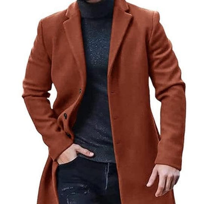 Dexter | Men's Medium-Length Tweed Coat with Notch Lapel