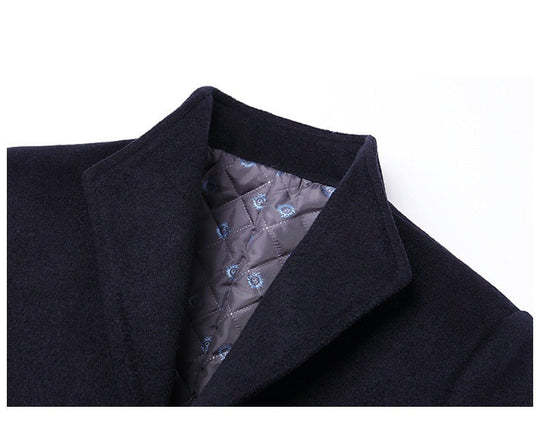 Pierce | Men's Slim Single-Breasted Wool-Blend Coat, Mid-Thigh