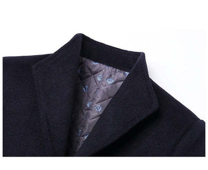 Pierce | Men's Slim Single-Breasted Wool-Blend Coat, Mid-Thigh