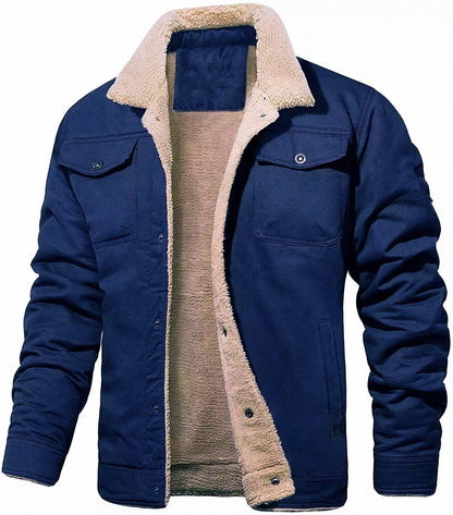 Brannon | Men's Sherpa-Lined Cotton Canvas Trucker Jacket with Chest Flap Pockets