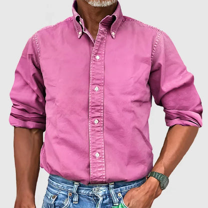 Variant image for Vintage Men's Long Sleeve Shirt in Multiple Colors, Faded Look, Soft Cotton Blend, Casual and Semi-Formal Wear-44
