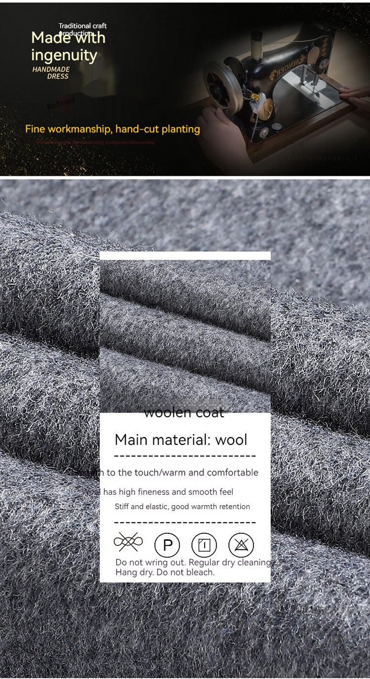 Carver | Men's Long Double-Breasted Wool Coat with Notched Lapels