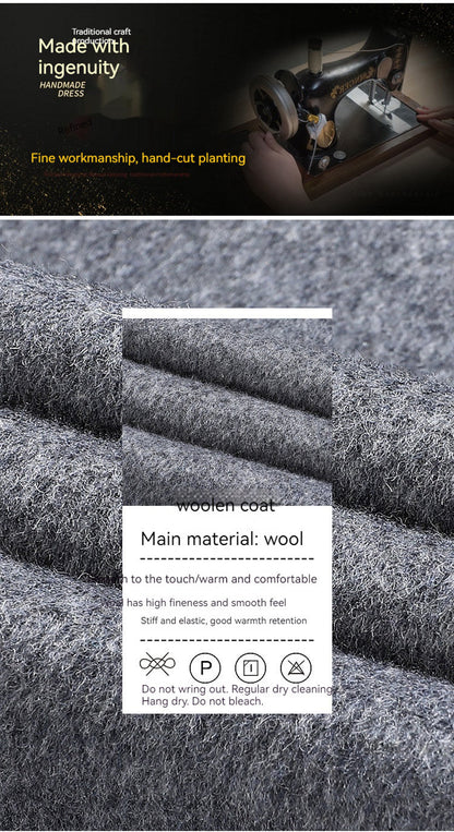 Carver | Men's Long Double-Breasted Wool Coat with Notched Lapels