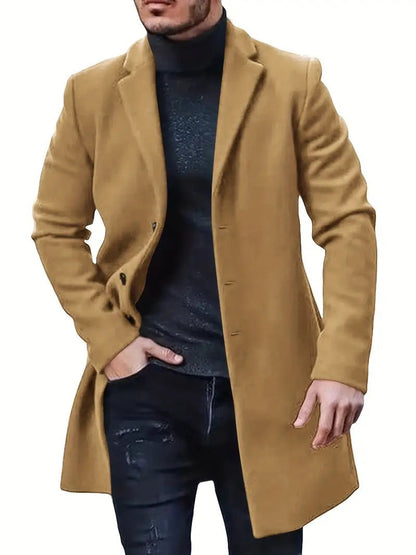 Dexter | Men's Medium-Length Tweed Coat with Notch Lapel