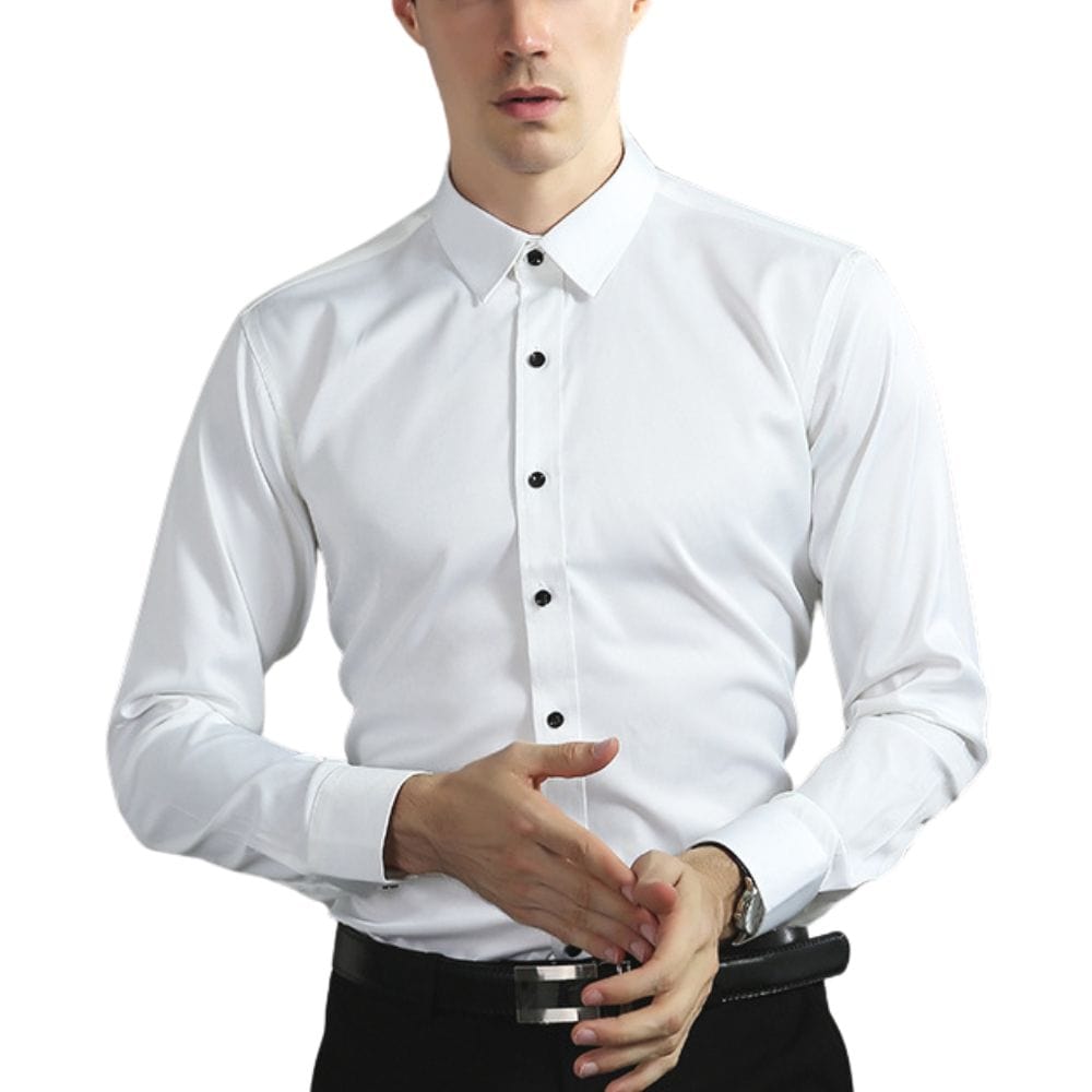 Men's Elastic Comfort Dress Shirt, Wrinkle-Free, Breathable Fabric, Quick Drying, Regular Fit for All Occasions-6