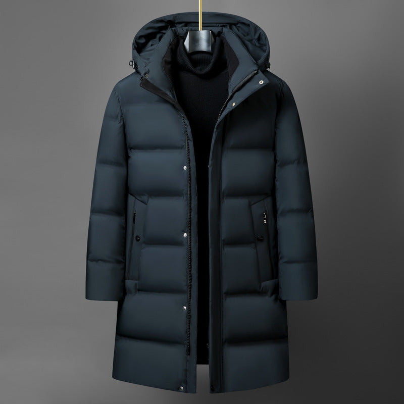 Osborne | Men's Boxy Mid-Length Hooded Coat with Snap Placket