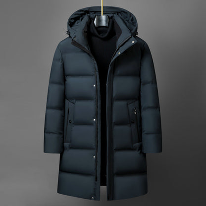 Osborne | Men's Boxy Mid-Length Hooded Coat with Snap Placket