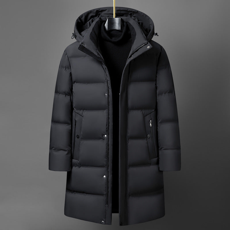Osborne | Men's Boxy Mid-Length Hooded Coat with Snap Placket