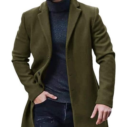 Dexter | Men's Medium-Length Tweed Coat with Notch Lapel
