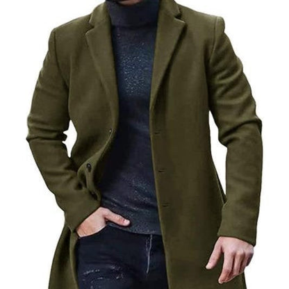 Dexter | Men's Medium-Length Tweed Coat with Notch Lapel