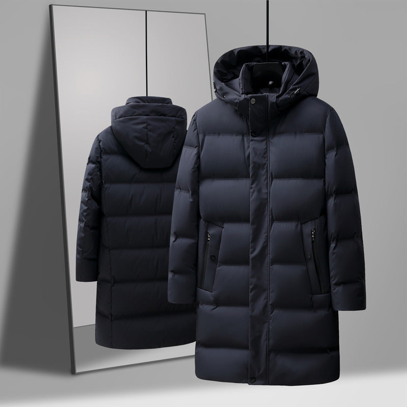 Osborne | Men's Boxy Mid-Length Hooded Coat with Snap Placket