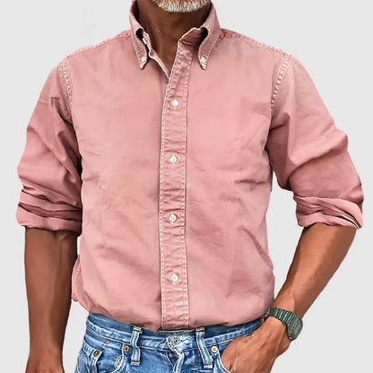 Vintage Men's Long Sleeve Shirt in Multiple Colors, Faded Look, Soft Cotton Blend, Casual and Semi-Formal Wear-3