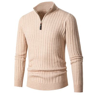 Jensen | Men's Fitted Half-Zip Ribbed Knit Sweater