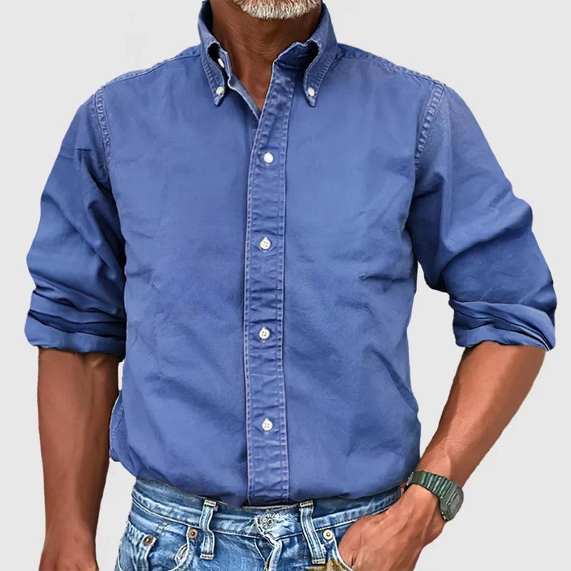 Variant image for Vintage Men's Long Sleeve Shirt in Multiple Colors, Faded Look, Soft Cotton Blend, Casual and Semi-Formal Wear-25