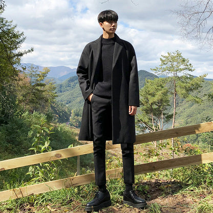 Maxwell | Men's Mid-Length Wool Coat with Suit Collar, Loose Fit