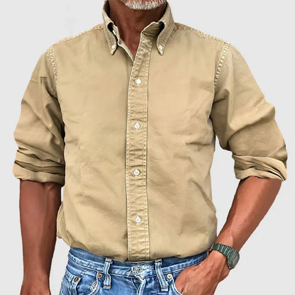 Vintage Men's Long Sleeve Shirt in Multiple Colors, Faded Look, Soft Cotton Blend, Casual and Semi-Formal Wear-1