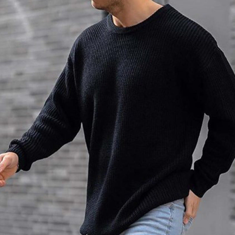 Knox | Men's Waffle Knit Crew Neck Sweater, Relaxed Fit