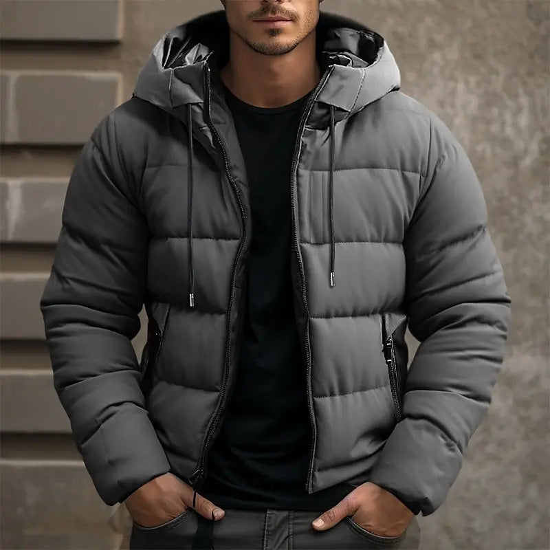 Cormac | Men's Hooded Puffer Jacket Water-Resistant Quilted Insulated Commuter Coat