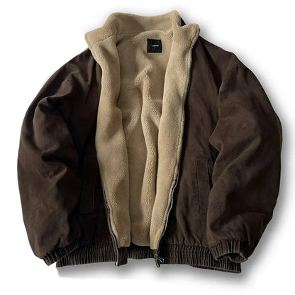 Graham | Men's Padded Canvas Jacket with Fleece Lining and Stand Collar