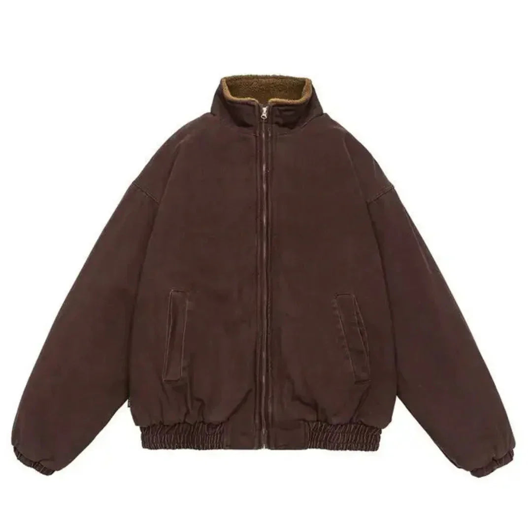 Graham | Men's Padded Canvas Jacket with Fleece Lining and Stand Collar