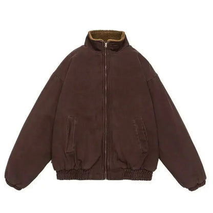 Graham | Men's Padded Canvas Jacket with Fleece Lining and Stand Collar