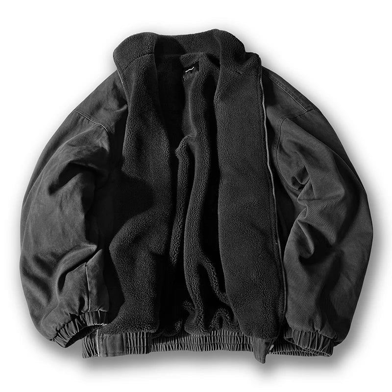Graham | Men's Padded Canvas Jacket with Fleece Lining and Stand Collar