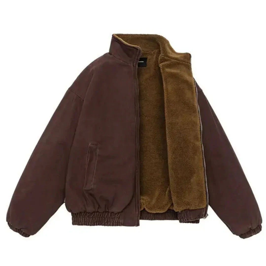 Graham | Men's Padded Canvas Jacket with Fleece Lining and Stand Collar