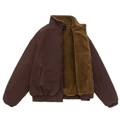 Graham | Men's Padded Canvas Jacket with Fleece Lining and Stand Collar