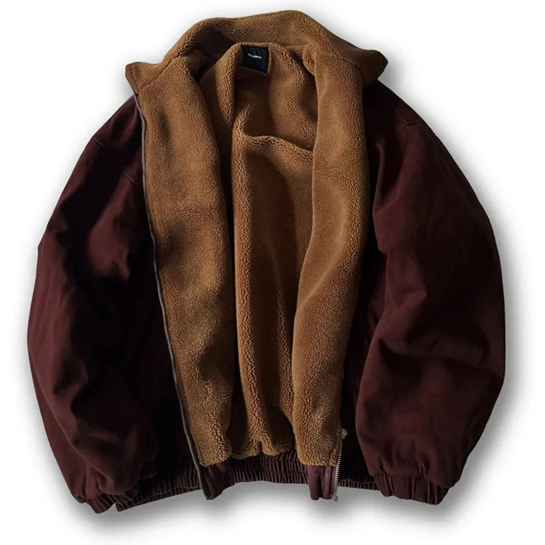 Graham | Men's Padded Canvas Jacket with Fleece Lining and Stand Collar