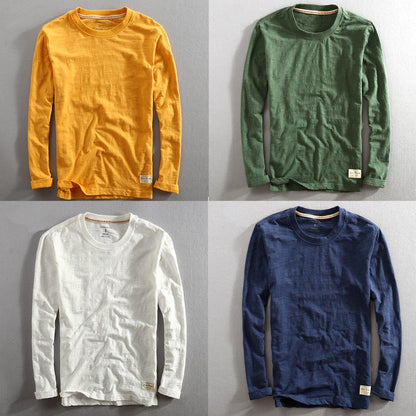 Ellison | Men's Slub Cotton Crew Neck Long Sleeve Top