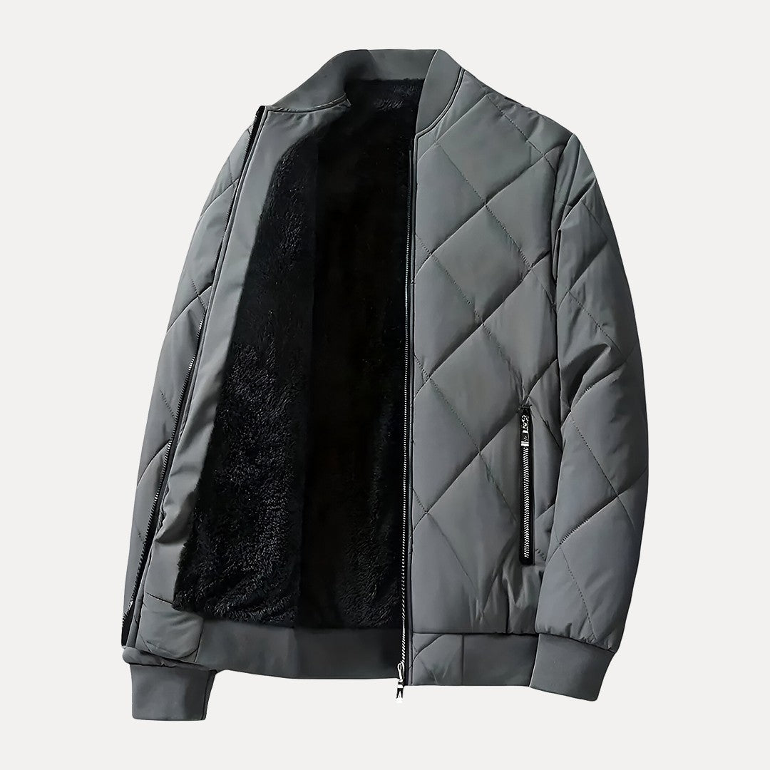 Keaton | Men's Diamond Quilted Bomber Jacket with Fleece Lining
