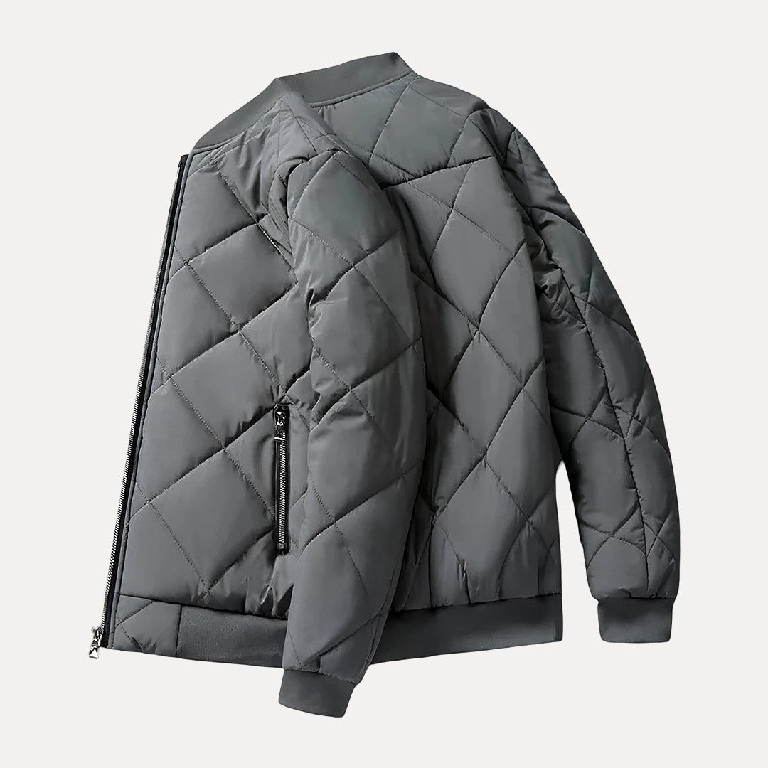 Keaton | Men's Diamond Quilted Bomber Jacket with Fleece Lining