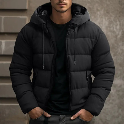 Cormac | Men's Hooded Puffer Jacket Water-Resistant Quilted Insulated Commuter Coat