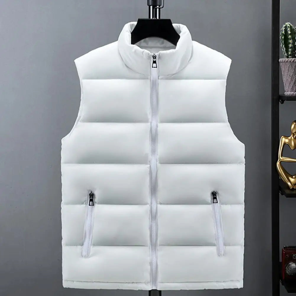 Perrin | Men's Quilted Puffer Vest with Slim Stand Collar, Full Zip and Zippered Pockets