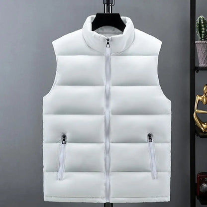 Perrin | Men's Quilted Puffer Vest with Slim Stand Collar, Full Zip and Zippered Pockets