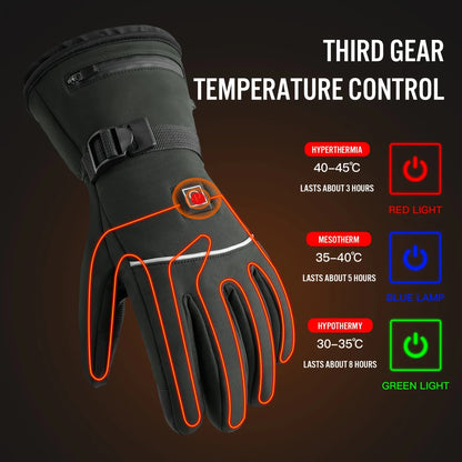 Ridley | Men's Rechargeable Heated Gloves with 3 Heat Levels for Skiing and Riding